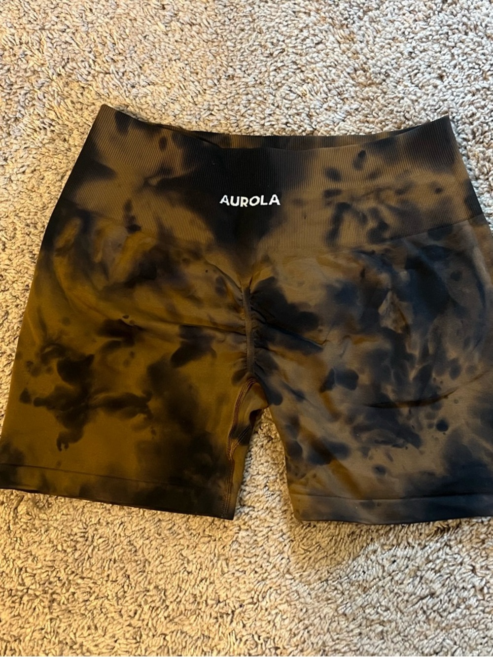Aurola Women's Black Tie-Dye Athletic Bike Shorts